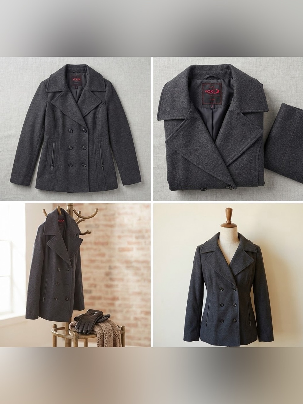 Yoki brand Pea coat gray fits like a M pea coat dark grey size XL